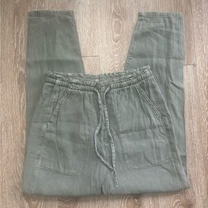 American Eagle olive/khaki green linen blend vacay pants, XS